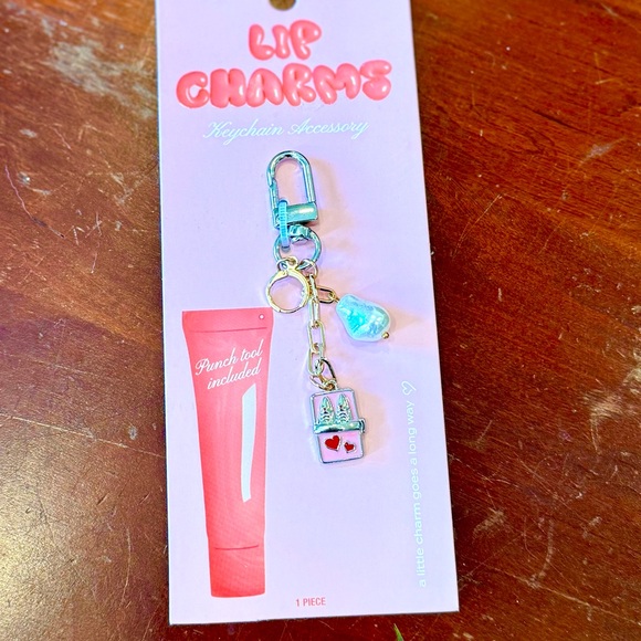 Accessories - Keychain Accessory for Lip Balm - pink, silver and gold